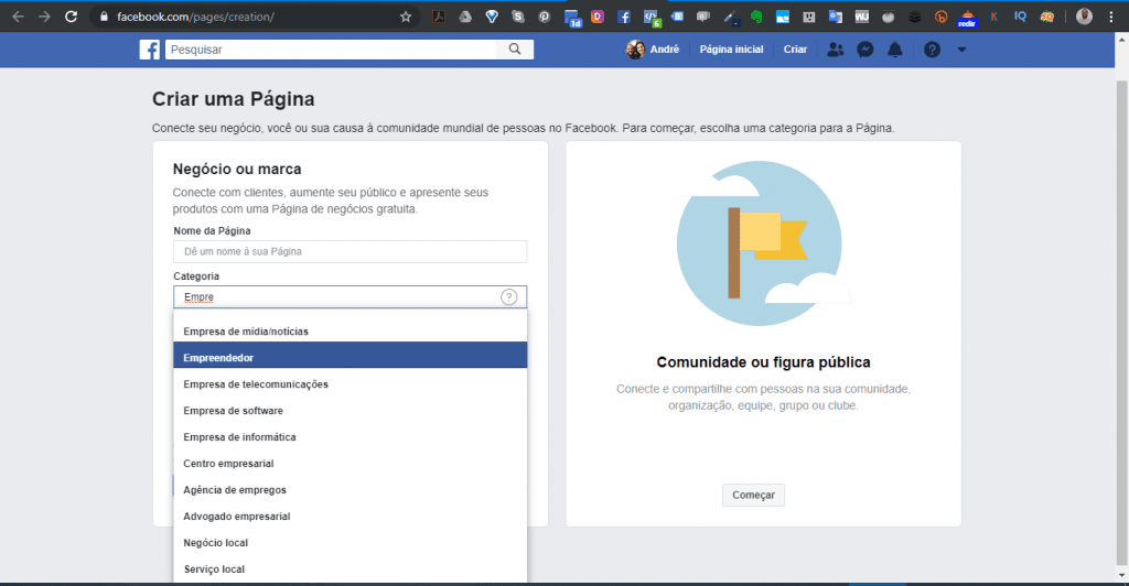 Facebook entrar página inicial