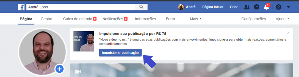 Como Impulsionar no Facebook - Botão