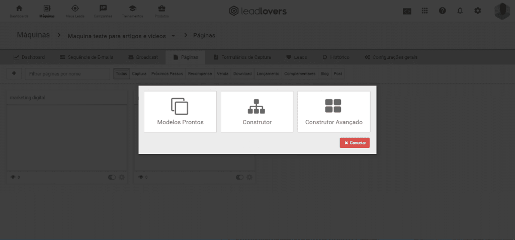 Leadlovers - Construtores de Páginas
